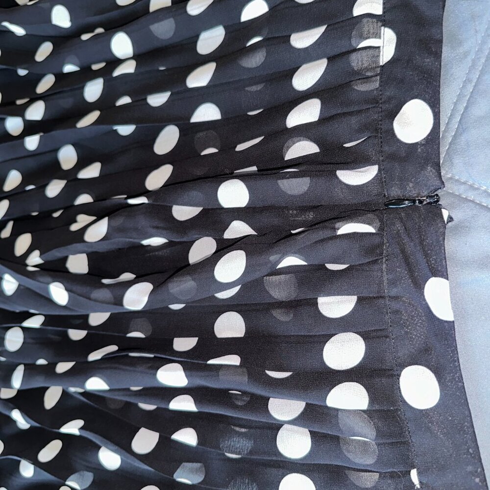 Black & White Pleated Polka Dot Women's Mini Skirt Downeast Large - Picture 8 of 10